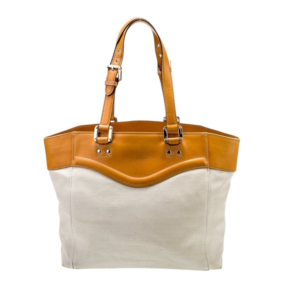 Vintage Gucci Canvas Tan and Cream Women's Tote Bag| Vintage Gucci Bag